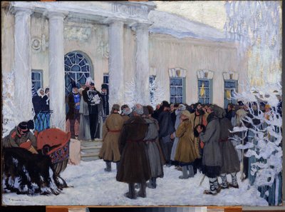 The Emancipation of Russian Serfs in 1861 by Boris Mikhailovich Kustodiev